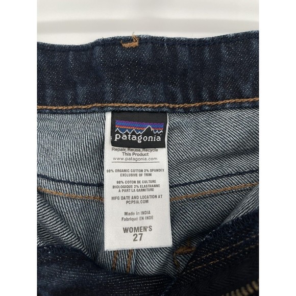 Patagonia Low Rise Dark Blue Straight Denim Pants Women's Size 27 Jeans - Picture 3 of 6
